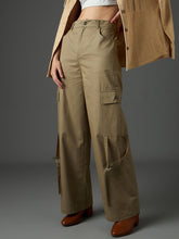 Pastel Olive Twill Pocket Loop Detail Cargo Pants SASSAFRAS